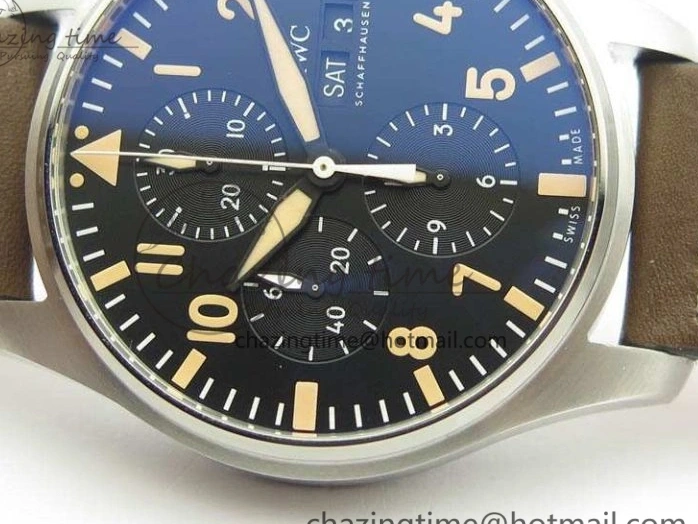 MIROTIME 0301 Pilot Chrono 20th ZF 1:1 Best Edition Black Dial On Brown Leather Strap A ZeroBulk 7236